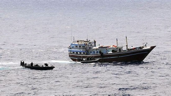 Image shows the Royal Marines securing the dhow. Picture by Dave Jenkins/MoD